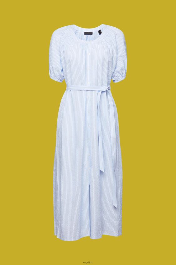 Women Esprit Light Blue Midi shirt dress with a tie belt, cotton blend Dresses XF4444236 - Image 5