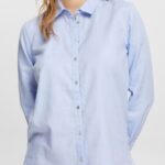 Women Esprit Light Blue Shirt blouse made of 100% cotton Blouses XF4444515