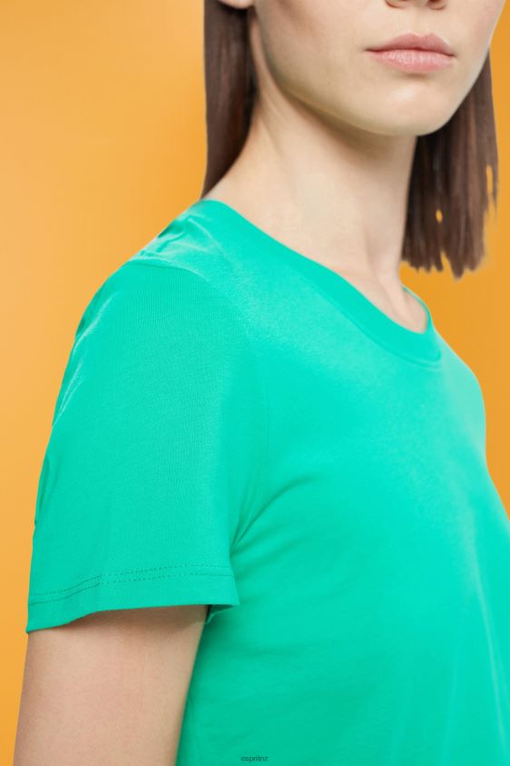Women Esprit Light Green Cotton crewneck t-shirt T-Shirts XF4444458 - Image 3
