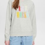 Women Esprit Light Grey Casual slogan sweatshirt Sweatshirts & Hoodies XF4444540