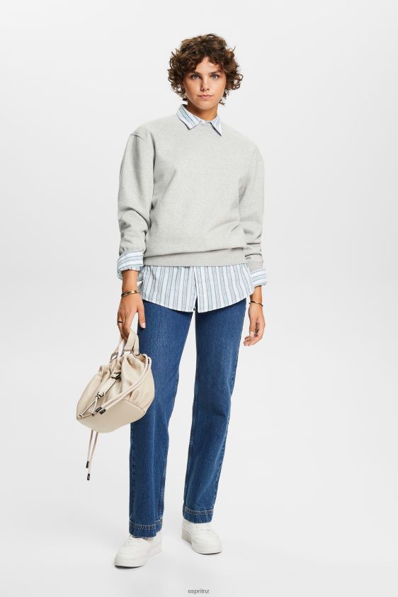 Women Esprit Light Grey Cotton Blend Pullover Sweatshirt Sweatshirts & Hoodies XF444428 - Image 2