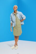Women Esprit Light Khaki Cotton shirt dress Dresses XF444445 - Image 2