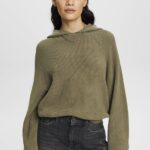 Women Esprit Light Khaki Knitted hoodie Sweatshirts & Hoodies XF4444244