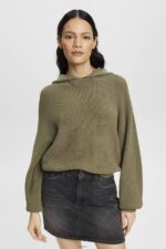 Women Esprit Light Khaki Knitted hoodie Sweatshirts & Hoodies XF4444244