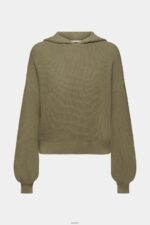 Women Esprit Light Khaki Knitted hoodie Sweatshirts & Hoodies XF4444244 - Image 5