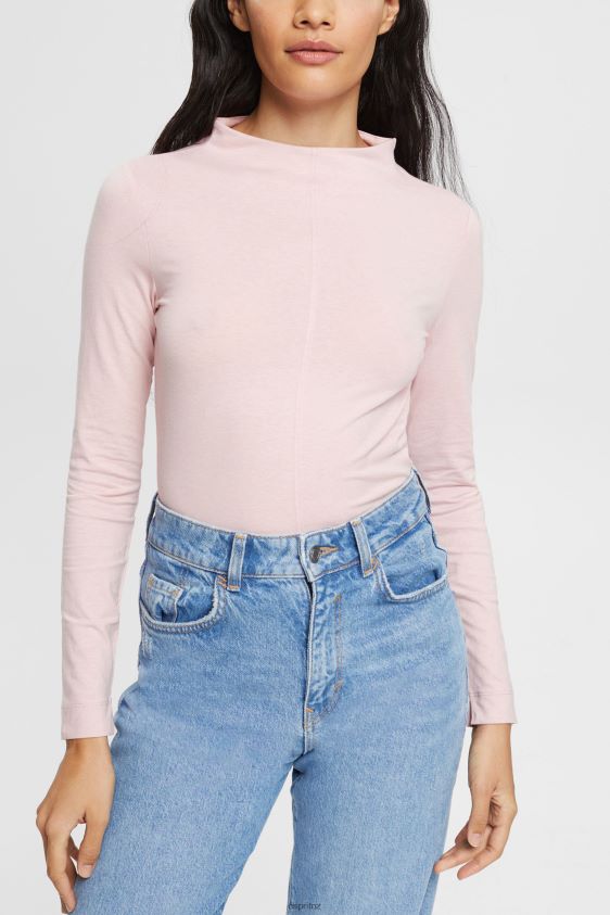 Women Esprit Light Pink Boat neck long sleeve top Long Sleeve XF4444368 - Image 1
