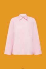 Women Esprit Light Pink Oversized white cotton blouse Blouses XF4444407 - Image 5