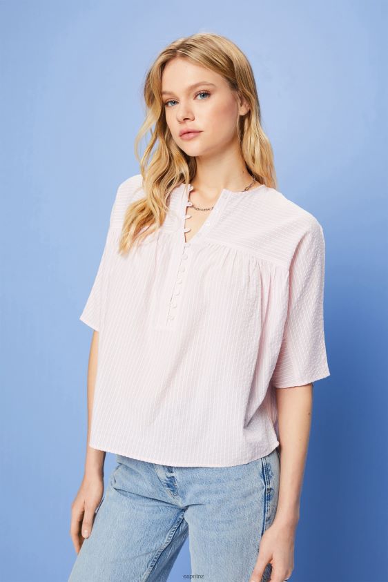 Women Esprit Light Pink Textured short-sleeve blouse Blouses XF4444117 - Image 1