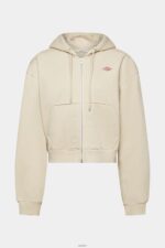 Women Esprit Light Taupe Cropped zip hoodie with logo print on the back Sweatshirts & Hoodies XF4444163 - Image 5