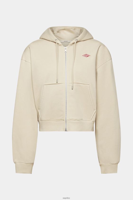 Women Esprit Light Taupe Cropped zip hoodie with logo print on the back Sweatshirts & Hoodies XF4444163 - Image 5
