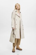 Women Esprit Light Taupe Double-breasted trench coat Coats XF4444266 - Image 2