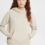 Women Esprit Light Taupe Hoodie with kangaroo pocket Sweatshirts & Hoodies XF4444350