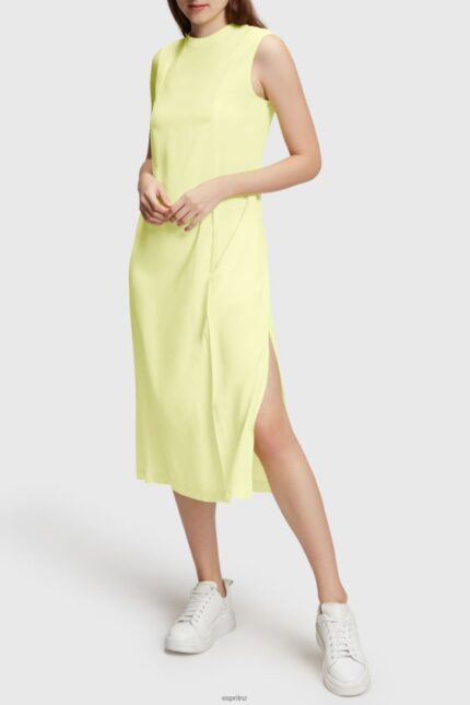 Women Esprit Lime Yellow RAYON SILK Tank Dress Dresses XF4444452