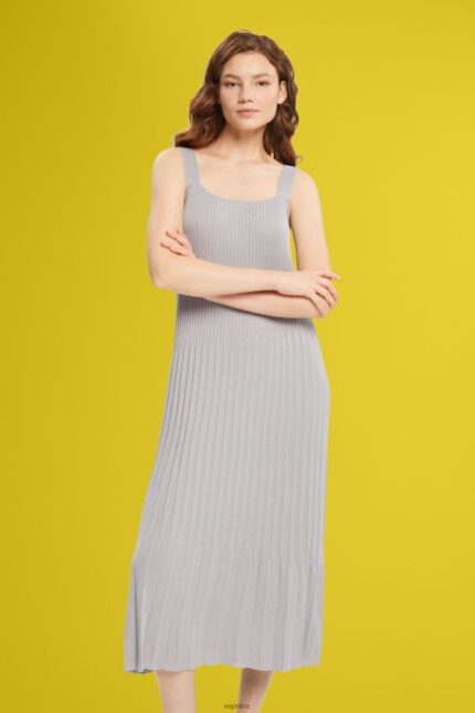 Women Esprit Medium Grey Pleated strap dress Dresses XF4444490
