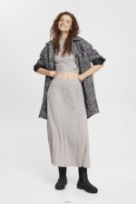 Women Esprit Medium Grey Pleated top Sweaters XF4444469 - Image 2