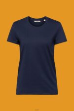 Women Esprit Navy Cotton crewneck t-shirt T-Shirts XF4444459 - Image 5