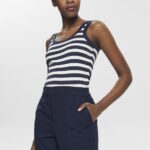 Women Esprit Navy Cotton tank top with stripes Tank XF4444242