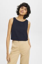 Women Esprit Navy Cropped sleeveless blouse Blouses XF4444310