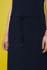 Women Esprit Navy Drawstring Crepe Midi Dress Dresses XF444451 - Image 3