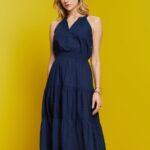 Women Esprit Navy Dresses light woven Dresses XF4444100