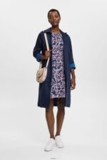 Women Esprit Navy Floral Recycled: Chiffon dress with a gathered waist Dresses XF444468 - Image 2