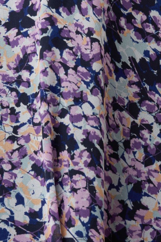 Women Esprit Navy Floral Recycled: Chiffon dress with a gathered waist Dresses XF444468 - Image 4