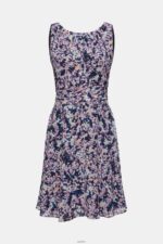 Women Esprit Navy Floral Recycled: Chiffon dress with a gathered waist Dresses XF444468 - Image 5