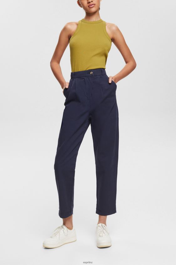 Women Esprit Navy High-rise chinos, 100% Pima cotton Trousers & Pants XF4444344 - Image 2