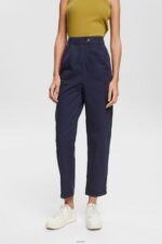 Women Esprit Navy High-rise chinos, 100% Pima cotton Trousers & Pants XF4444344