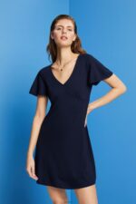 Women Esprit Navy Jersey dress with bell sleeves Dresses XF444464
