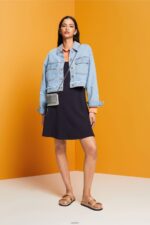 Women Esprit Navy Jersey mini dress Dresses XF444461 - Image 2