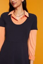 Women Esprit Navy Jersey mini dress Dresses XF444461 - Image 3