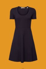 Women Esprit Navy Jersey mini dress Dresses XF444461 - Image 5