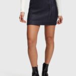 Women Esprit Navy Metallic cable knit mini skirt Skirts XF4444359