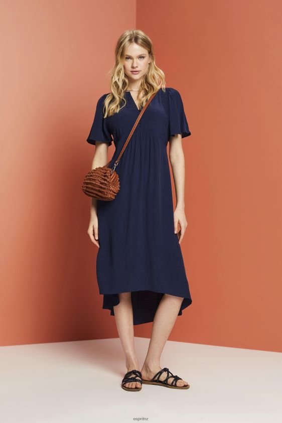 Women Esprit Navy Midi dress with a fixed tie belt Dresses XF4444231 - Image 2