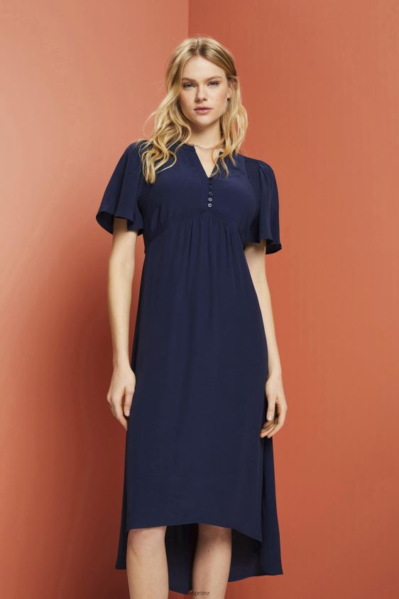 Women Esprit Navy Midi dress with a fixed tie belt Dresses XF4444231 - Image 1