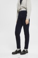 Women Esprit Navy Mom fit cord trousers Trousers & Pants XF4444253