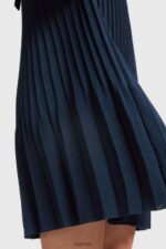 Women Esprit Navy Pleated fit and flare dress Dresses XF4444384 - Image 4