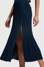 Women Esprit Navy Pleated midi skirt Skirts XF4444390 - Image 5