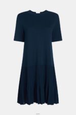 Women Esprit Navy Pretty Pleats Frill Hem Dress Dresses XF4444470 - Image 4