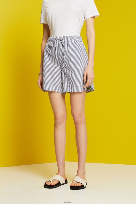 women_esprit_navy_seersucker_shorts_with_stripes_100_cotton_shorts_xf444496.jpg Women Esprit Navy Seersucker shorts with stripes, 100% cotton Shorts XF444496 - Image 1