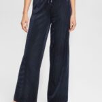 Women Esprit Navy Wide fit striped joggers Joggers XF4444423