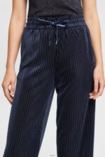 Women Esprit Navy Wide fit striped joggers Joggers XF4444423 - Image 3