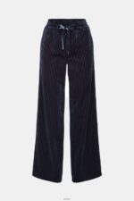 Women Esprit Navy Wide fit striped joggers Joggers XF4444423 - Image 5