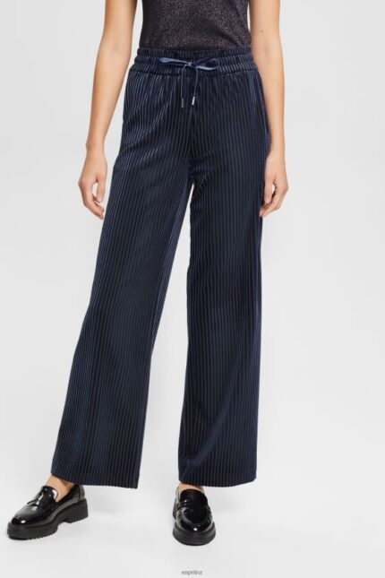 Women Esprit Navy Wide fit striped joggers Joggers XF4444423