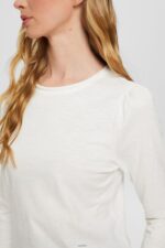 Women Esprit Off White Casual cotton slub t-shirt T-Shirts XF4444539 - Image 3