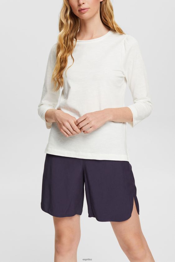 Women Esprit Off White Casual cotton slub t-shirt T-Shirts XF4444539 - Image 1