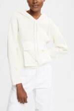 Women Esprit Off White Knit hooded jumper Sweaters XF4444563