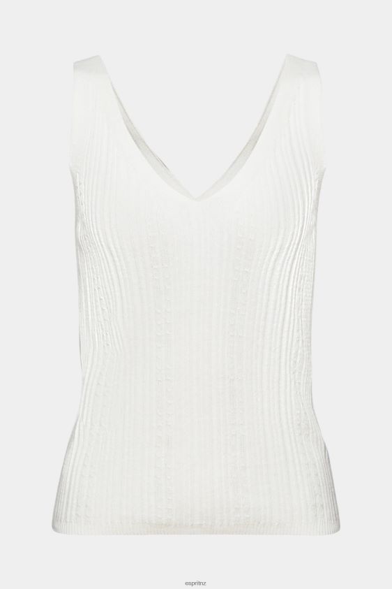 Women Esprit Off White Knitted V-neck top with linen Sweaters XF4444305 - Image 5