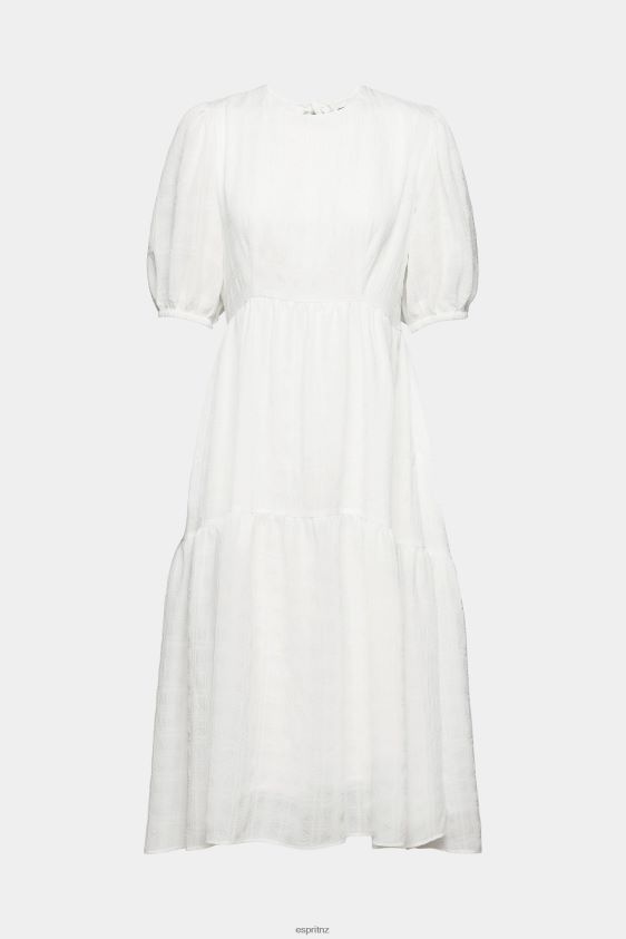 Women Esprit Off White Lightweight midi dress with balloon sleeves Dresses XF4444294 - Image 5